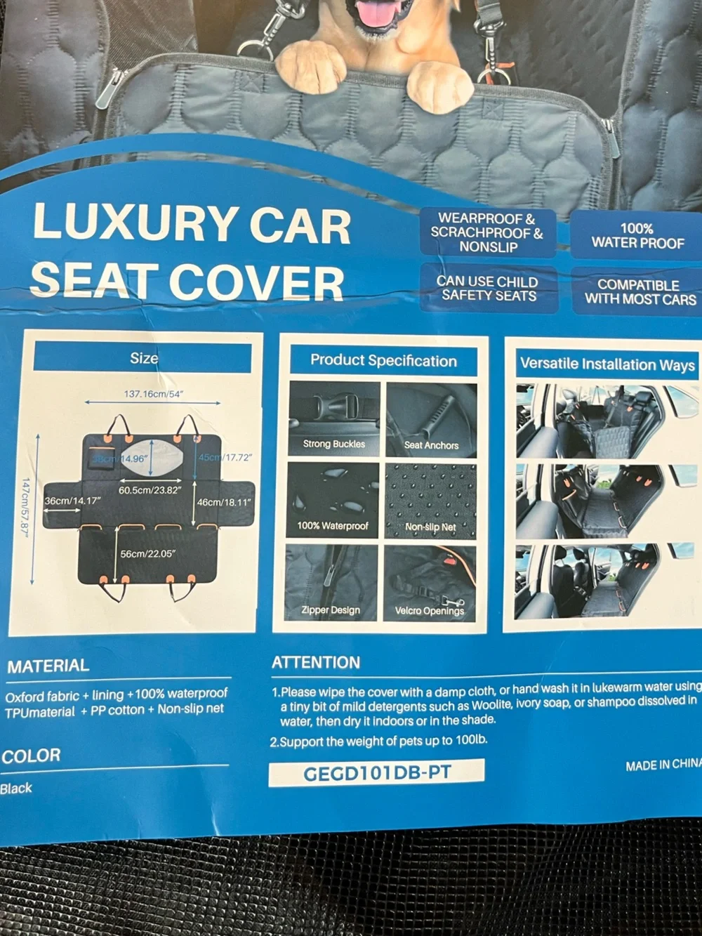 Luxury Car Seat Cover for Dog Travel Waterproof